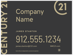 Century 21 Agent Branded Wordmark Yard Sign in Black
